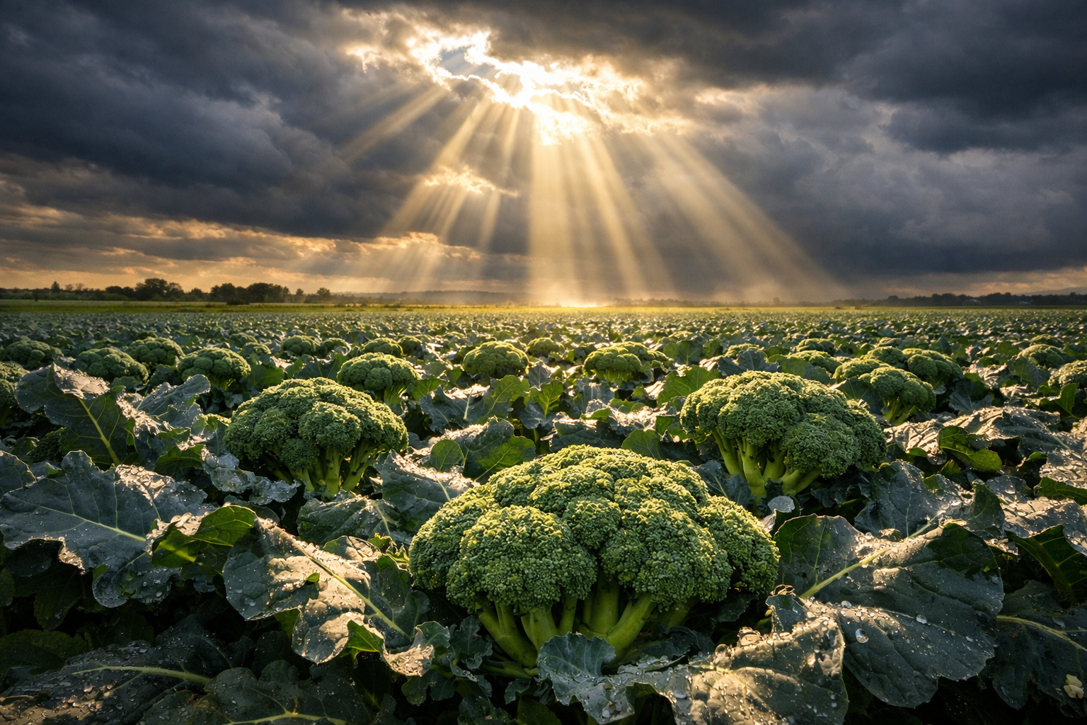 Morning view of vegetable fields