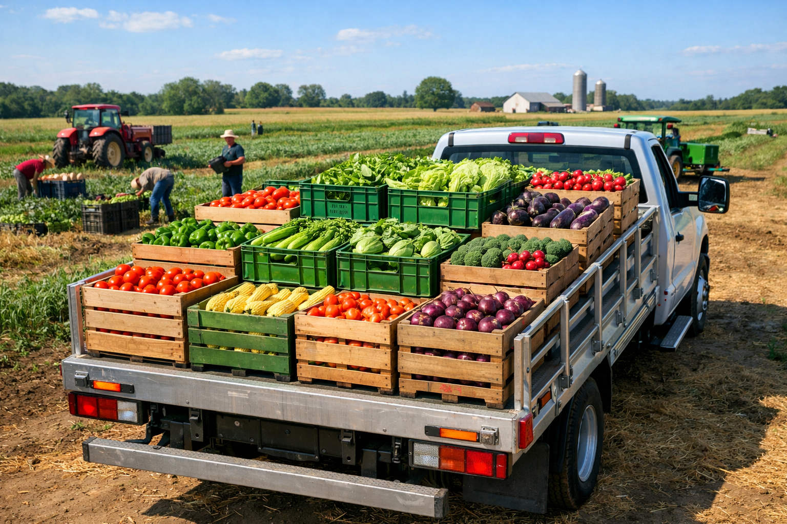 Truck transporting harvested produce