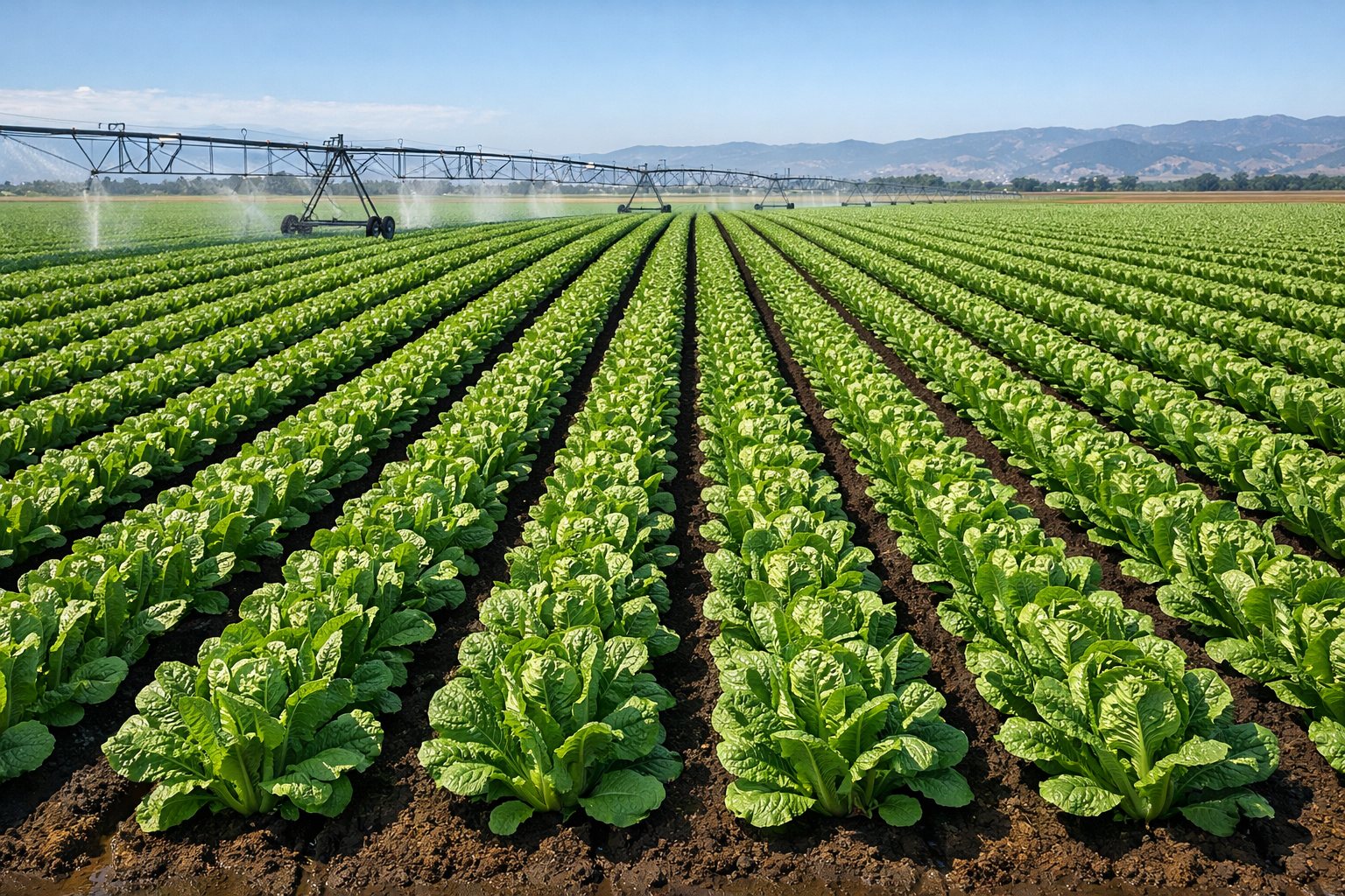 Rows of romaine lettuce